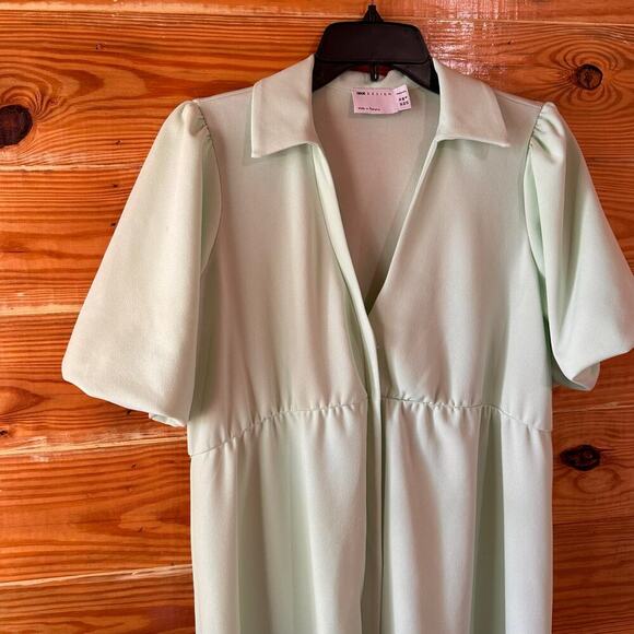 ASOS DESIGN Maternity Wrap Midi Skater Dress in Mint Size 6 Collared Button Down - Picture 3 of 7